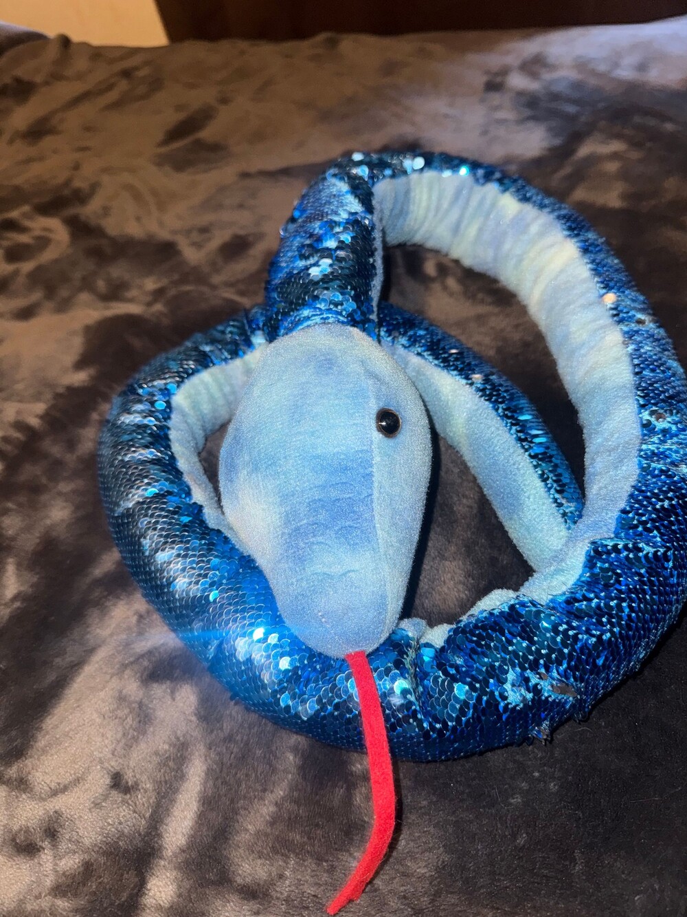 Wild Republic Blue Sequin Snake Plush Toy Polyester Fiber Stuffed Animal